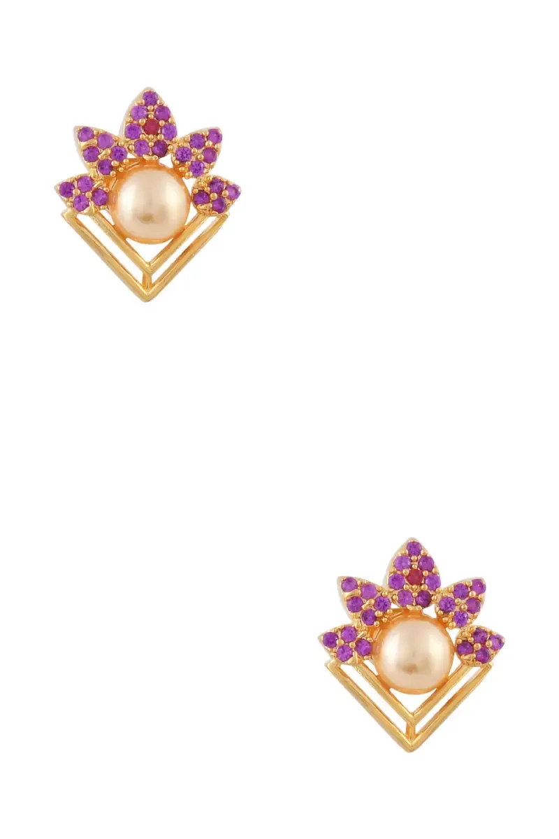Floral Pearl Stud Earrings for Girls & Women