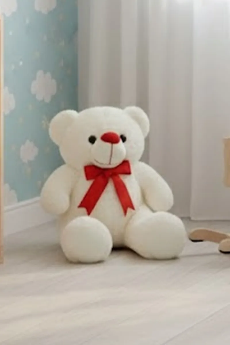 Rabbit Fur Teddy Plush Stuffed Soft Toy - (Off White)
