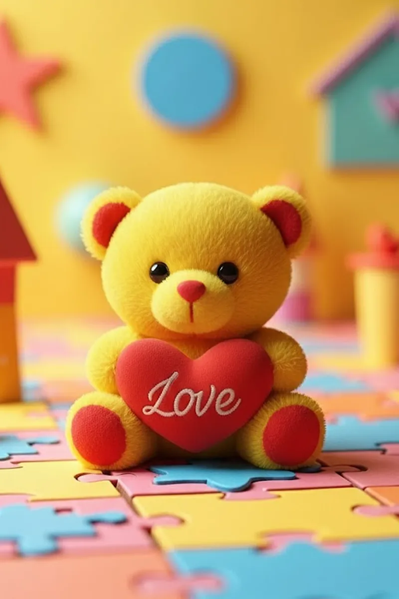 6-Inch Heart Teddy Plush Stuffed Toy - Assorted  Color May Vary