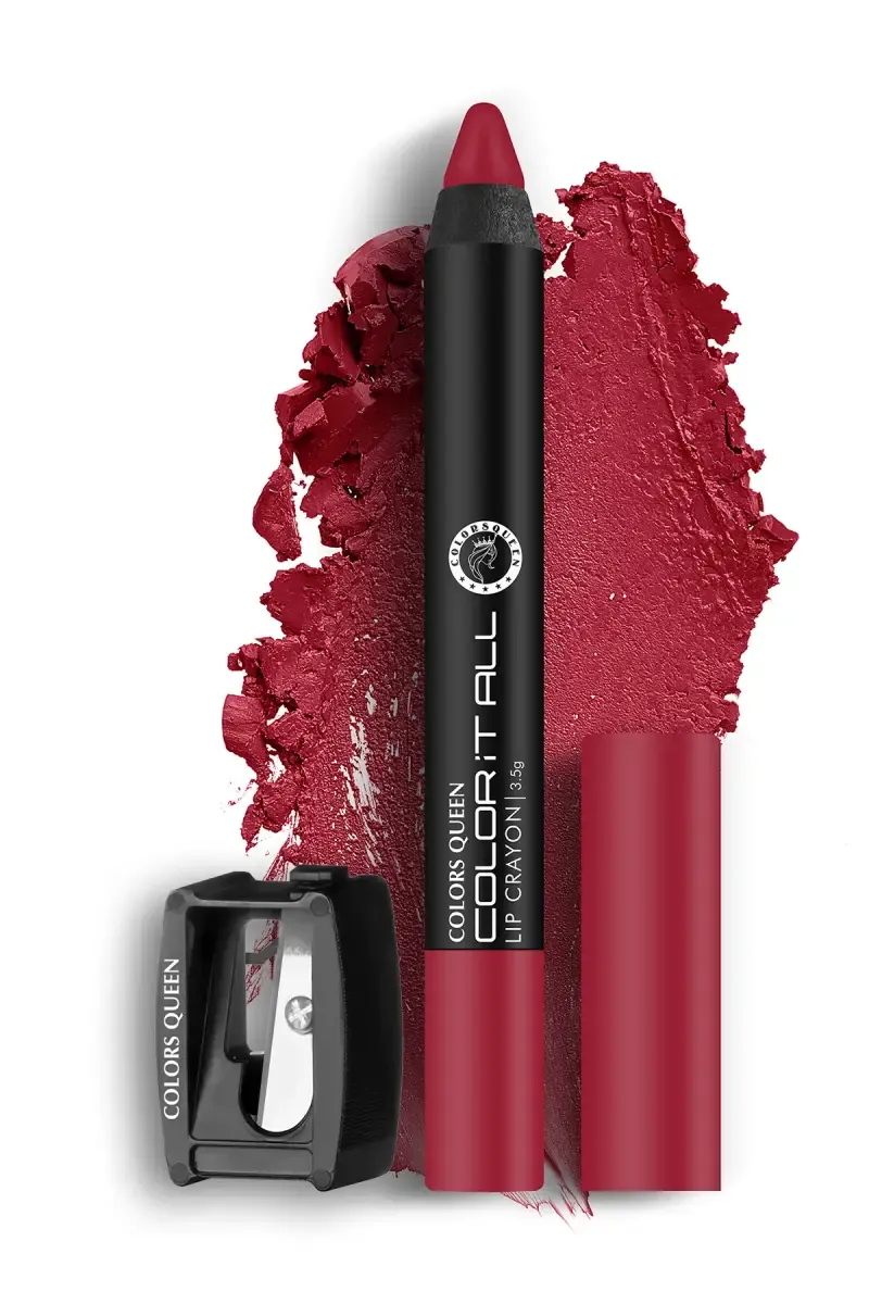 COLORS QUEEN Matte Lipstick Lip Crayon - 3.5g (Hot Red) 