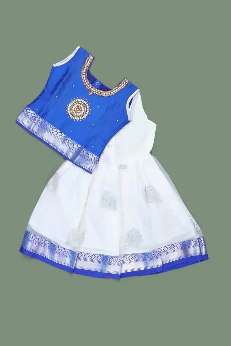 Girl's Art Silk Stone Work Pattu Pavadai (6M - 10 Yrs)