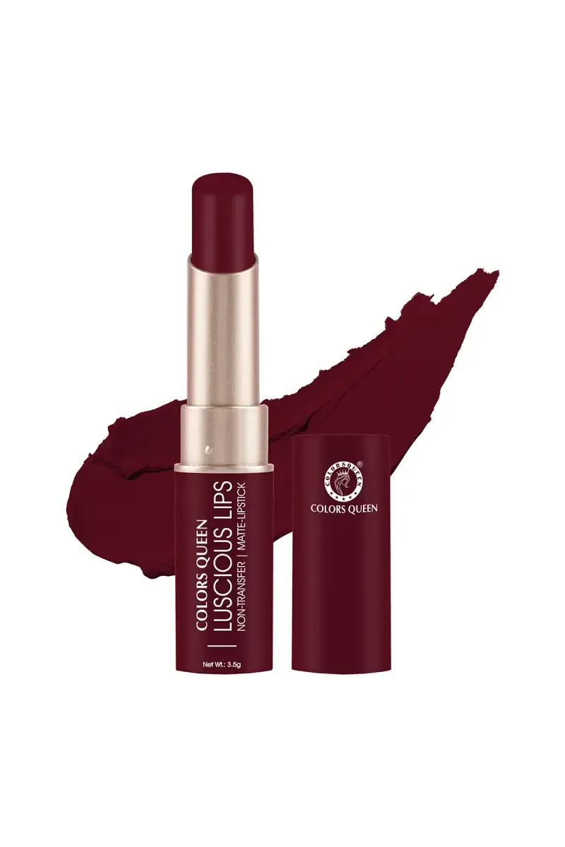 Colors Queen Luscious Non Transfer Creamy Matte Lipstick - 3.5g (Bridal Mahroon) 