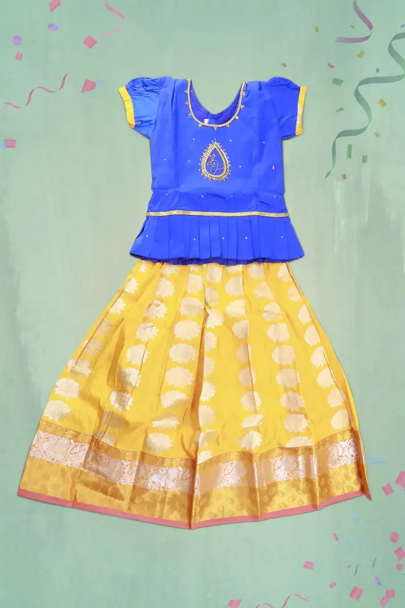 Girl's Art Silk Stone Work Pattu Pavadai (6 M- 10 Yrs)	