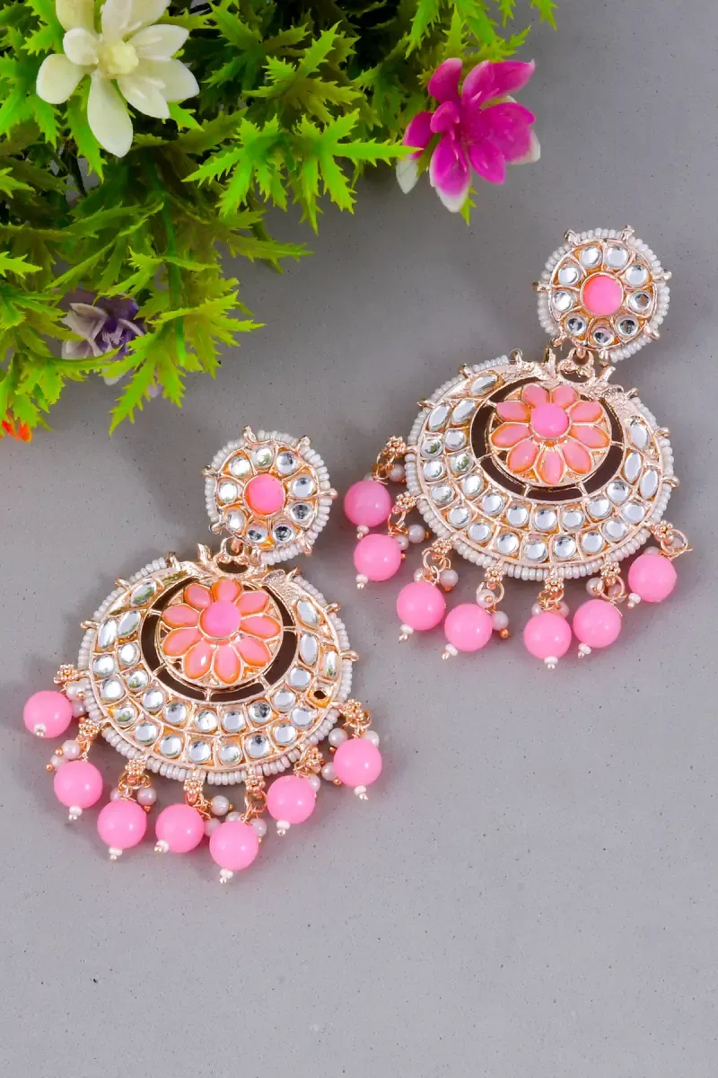 Gold Plated Pearls Chand Bali Earrings