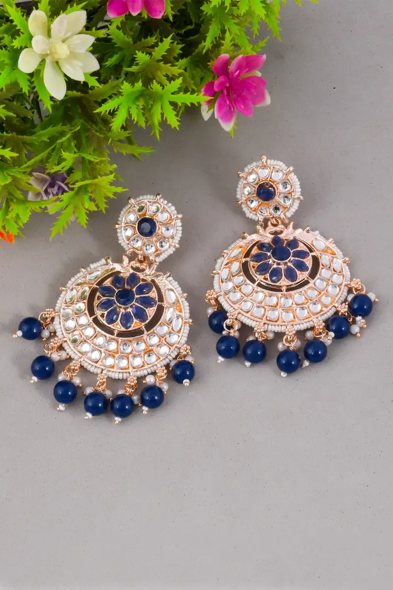 Gold Plated Pearls Chand Bali Earrings