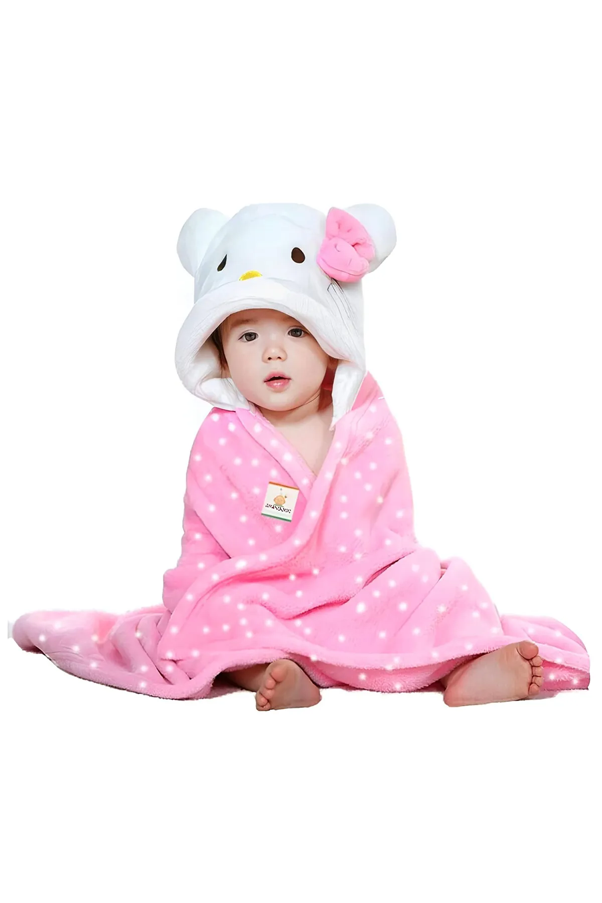 Brandonn Baby Towel cum Wrapper- (Dott Kitty) 012191DOTKIT