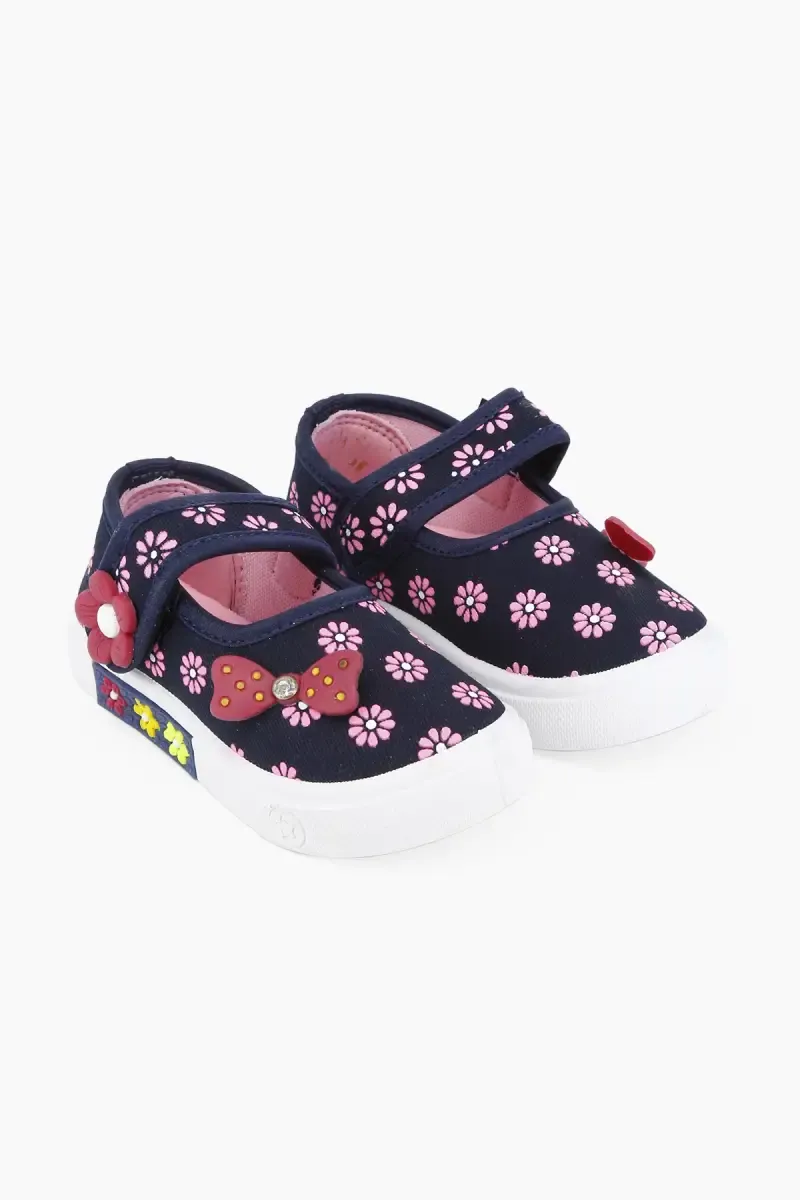 Soft Padded Casual Belly shoes for Baby Girls 0125334YRSNAVBLUWITPIN