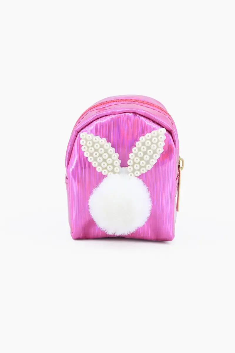 Mini Coin Purse Keychain with Fluffy Pompom 012575DARPIN