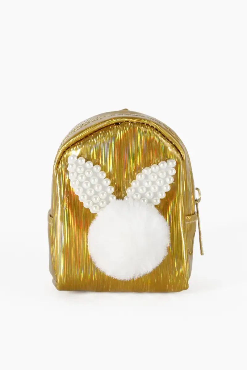 Mini Coin Purse Keychain with Fluffy Pompom 012575GOLSHI