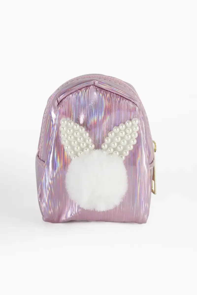 Mini Coin Purse Keychain with Fluffy Pompom 012575LIGPIN