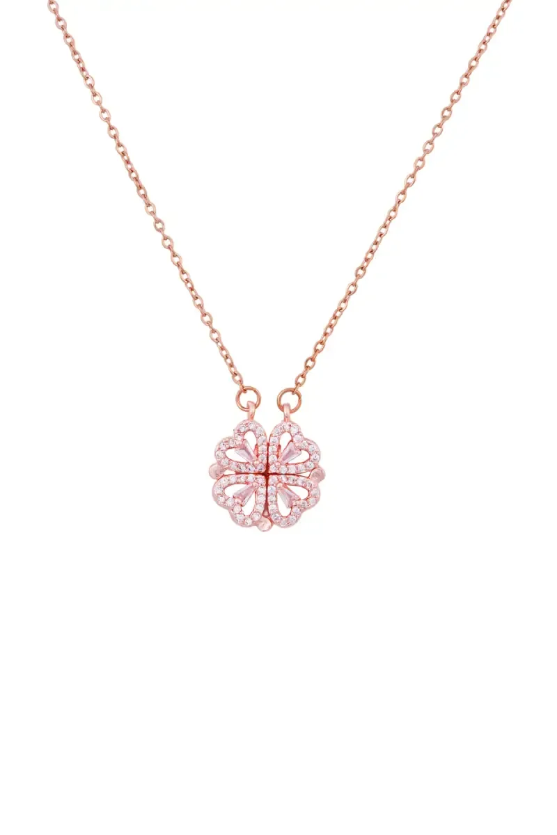 Two In One Magnetic Hearts Clover Pendant Chain for Women