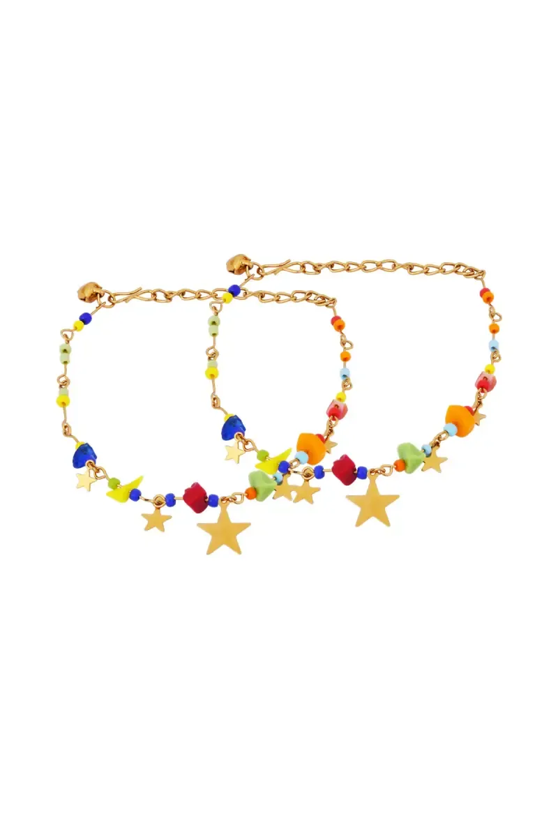 Multicolor Beads and Charms Anklets for Women and Girls