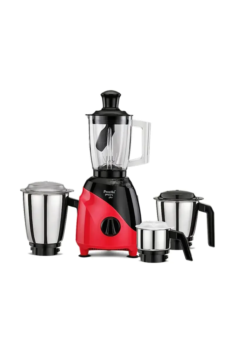 Preethi Peppy Plus MG246 750 W Mixer Grinder with 3 Jars & Super Food Jar (Black & Red)
