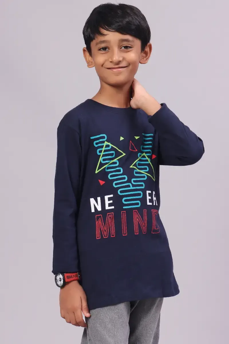 Graphic Print Cotton T-shirt for Boy 01305478YRSNAVBLU