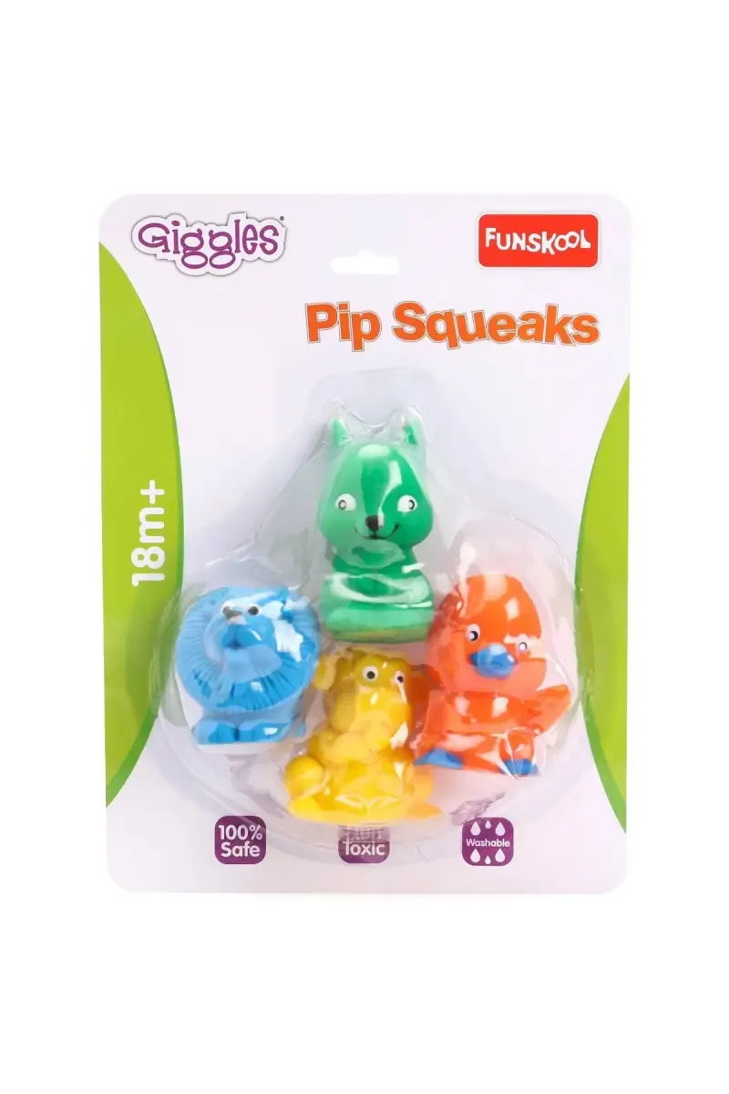 Pip Squeaks Animal Squeaker (Multicolor, Pack of 4)