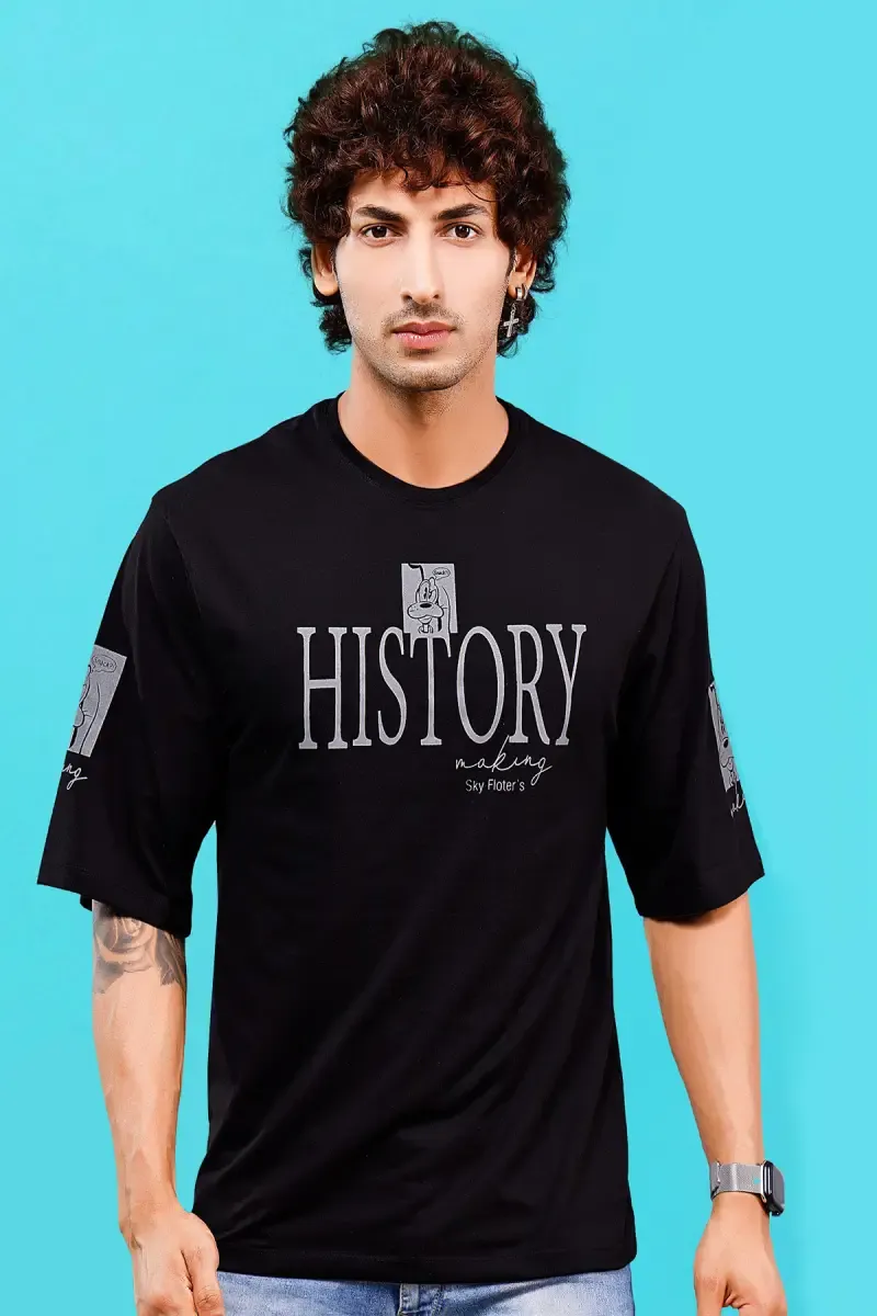 Printed Drop Shoulder T-shirt for Men 013257XLBLA