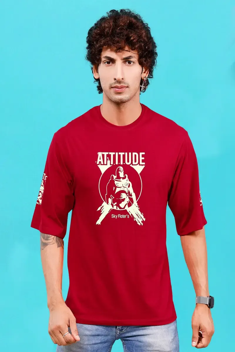 Men's Printed Drop Shoulder T-shirt 013260XXLRED