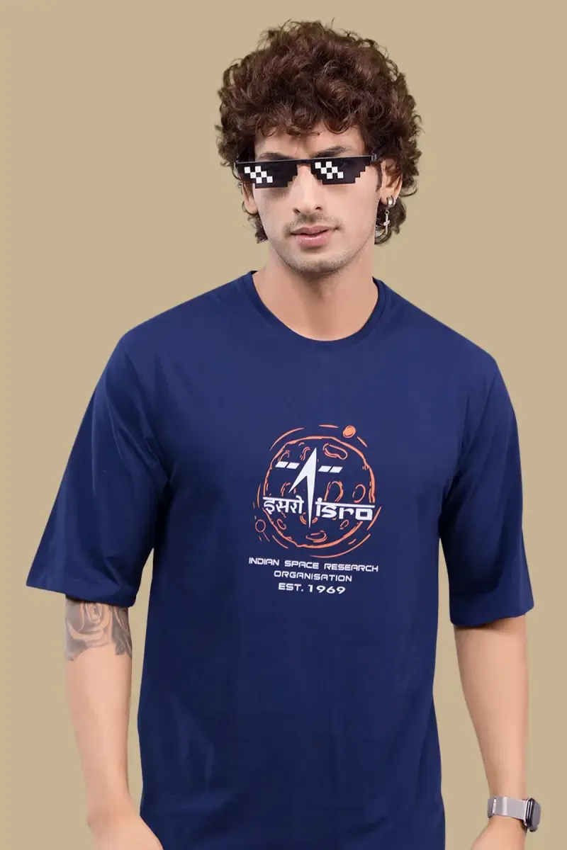 Printed Cotton Drop Shoulder T-shirt for Men 013278LDARBLU