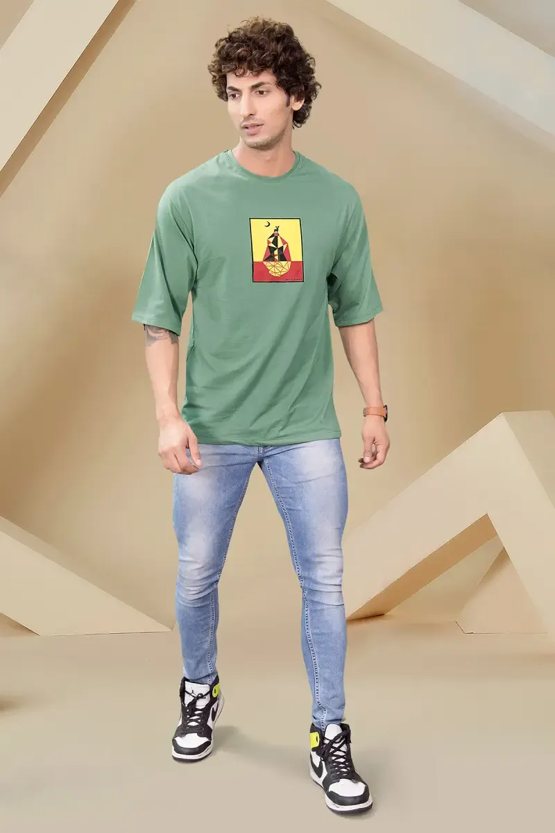 Men's Cotton Drop Shoulder T-shirt 013279LSEAGRE