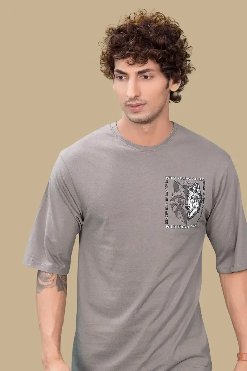 Drop Shoulder Printed T-shirt for Men 013280XLGRE