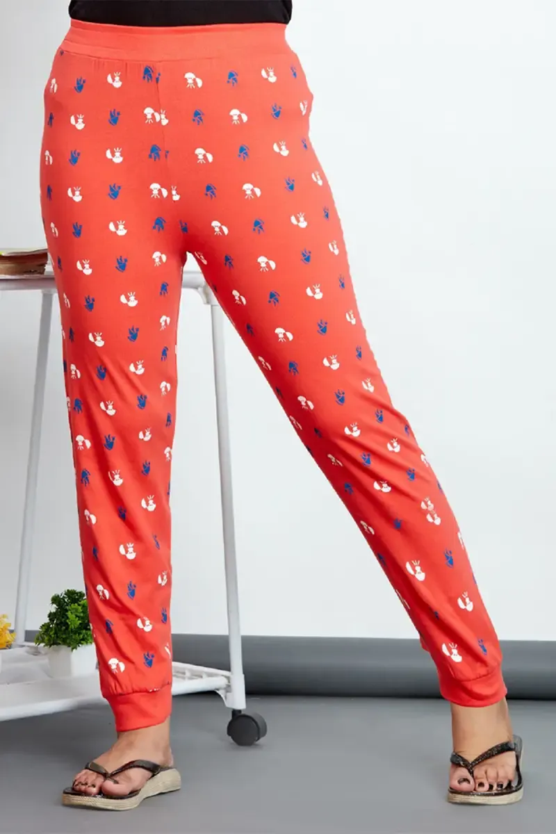 Girl's Cotton Hosiery Printed Track Pant (2 - 12 Yrs) 013533ORA34YRS