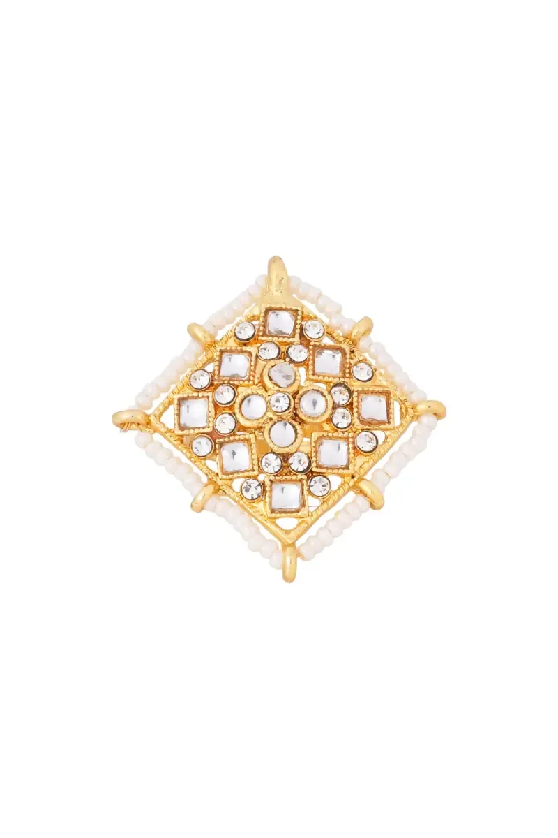 Gold plated Kundan Stone Adjustable Bridal Ring
