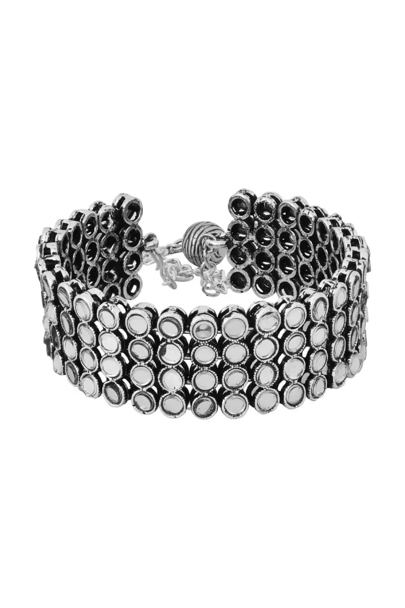 Oxidized Silver Adjustable Bracelet for Women and Girls