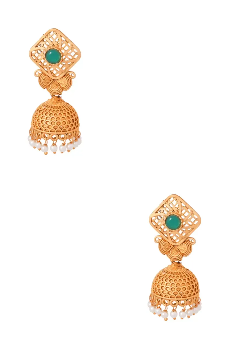 Gold Plated Ethnic Jhumki Earrings for Women