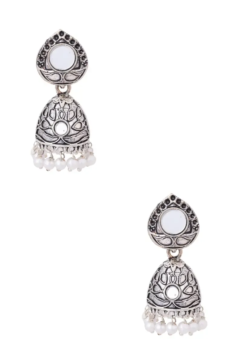 Oxidized Silver Jhumki Earrings for Women