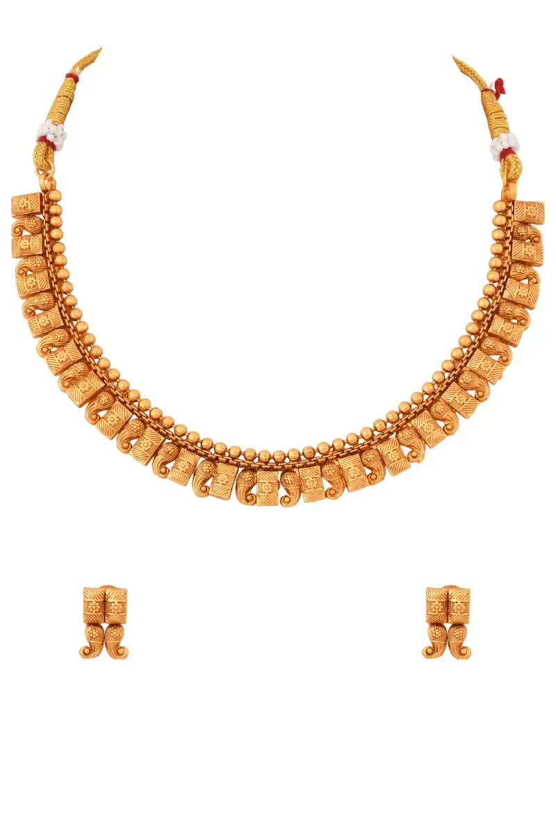 Gold Plated Paisley Design Necklace Set for Women