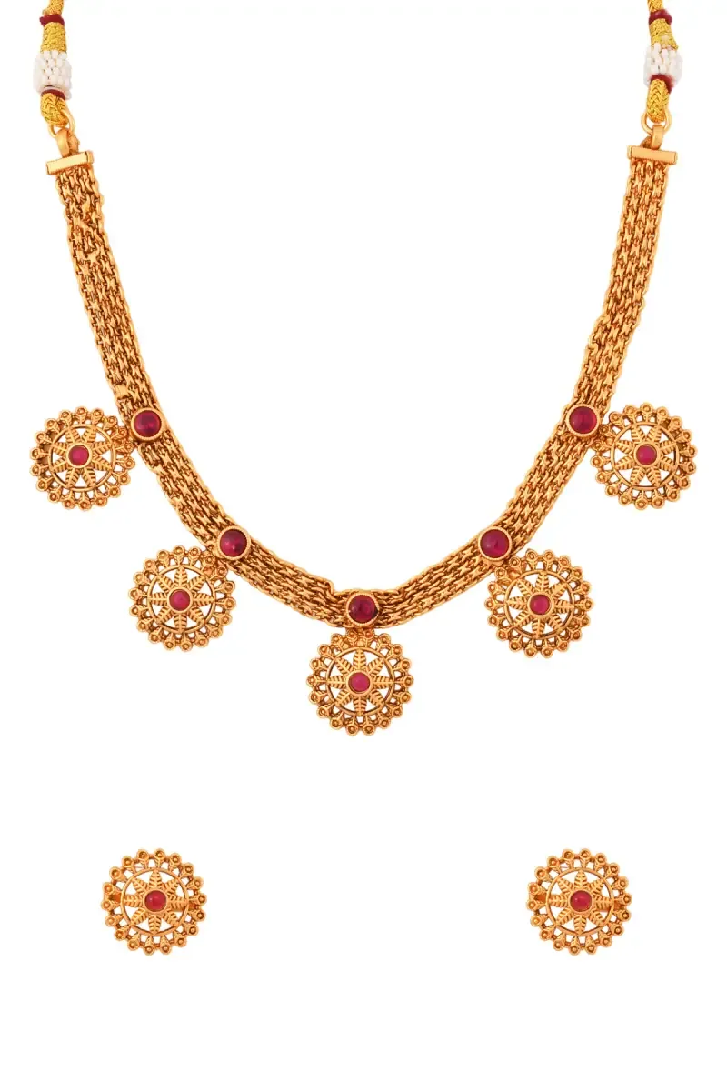 Gold plated Floral Design Necklace Set for Women