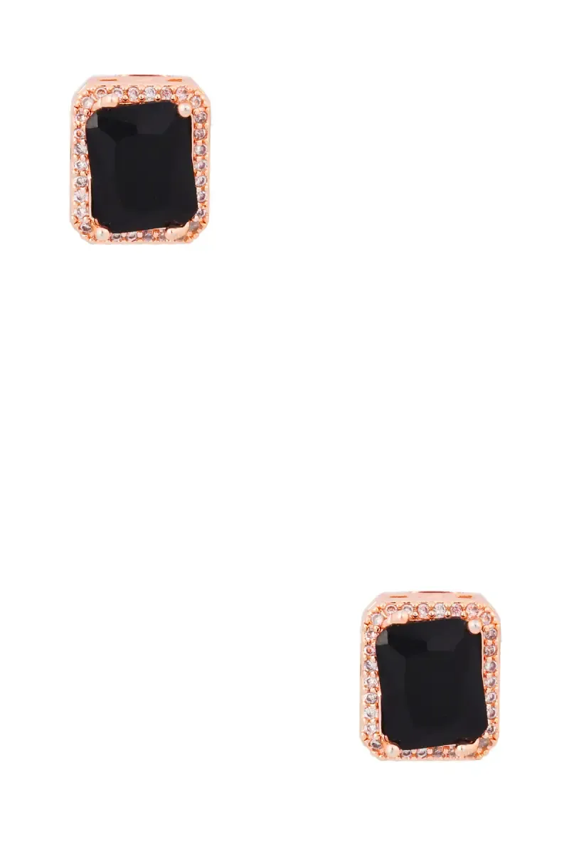 Rose Gold Rectangle Stud Earrings for Girls & Women