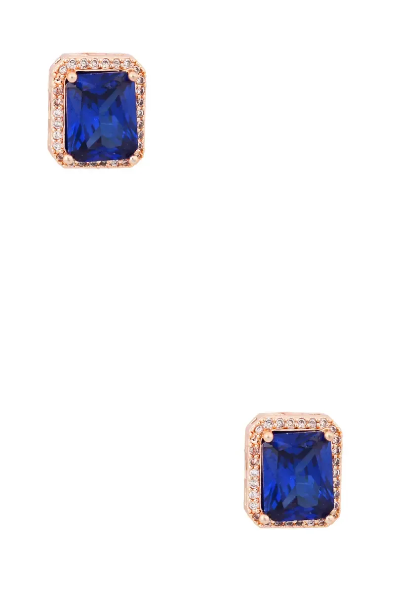 Rose Gold Rectangle Stud Earrings for Girls & Women