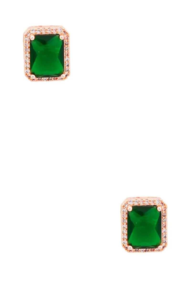 Rose Gold Rectangle Stud Earrings for Girls & Women 013941GRE1