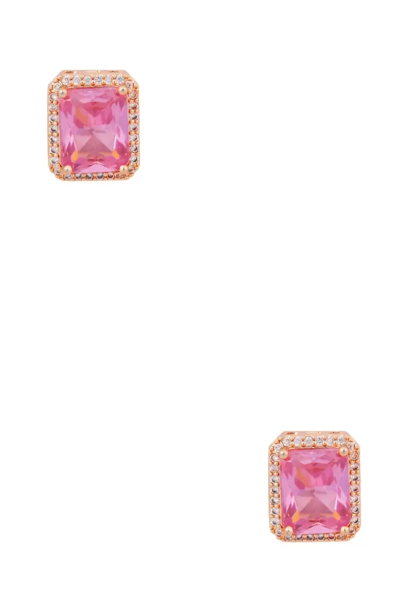 Rose Gold Rectangle Stud Earrings for Girls & Women 013941LIGPIN1