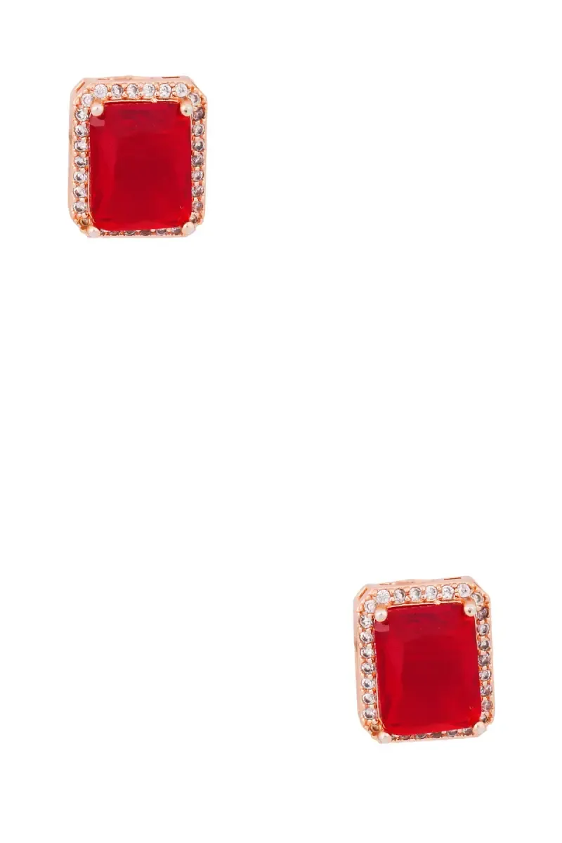 Rose Gold Rectangle Stud Earrings for Girls & Women 013941MAR1