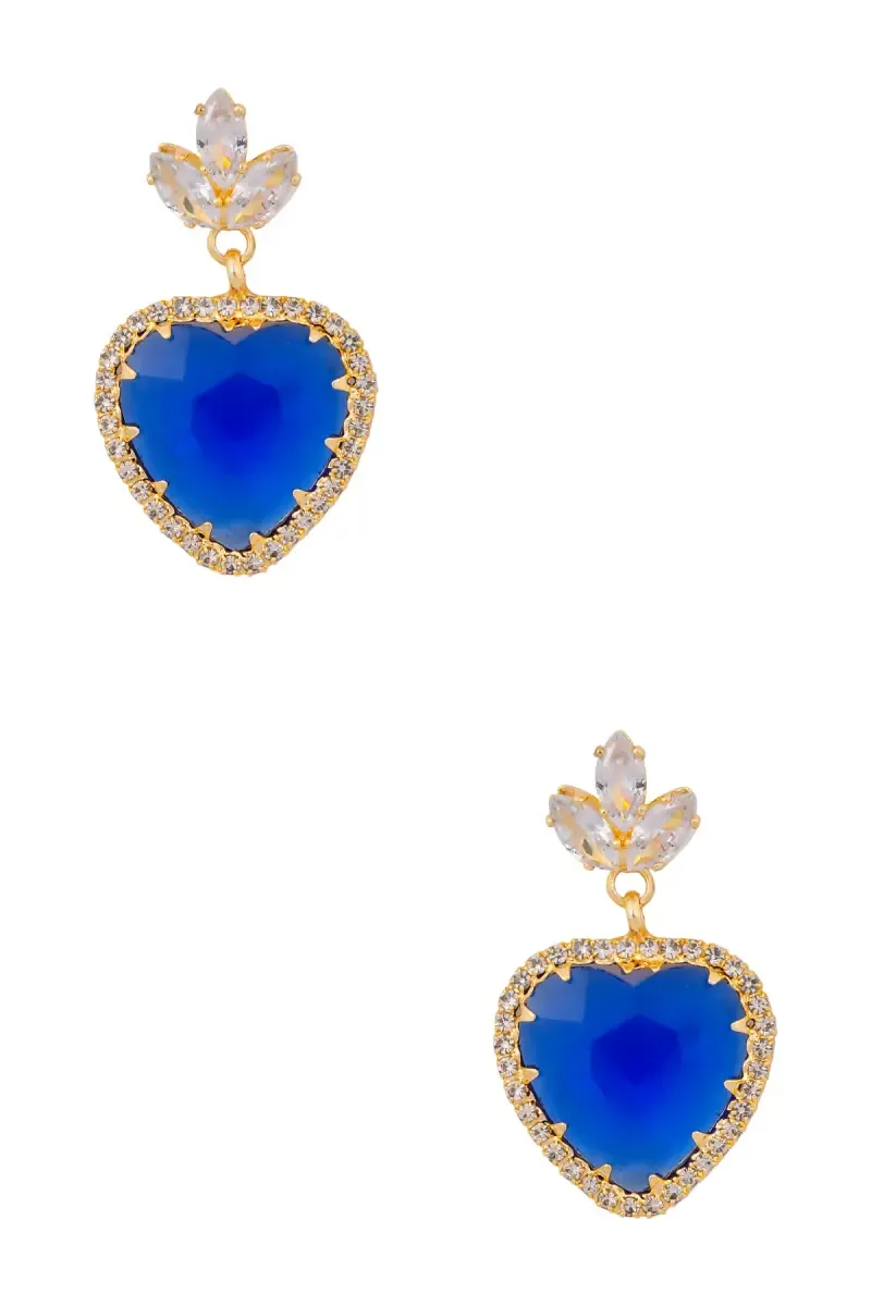 Gold Plated Heart Shaped Dangle Earrings 013956DARBLU1