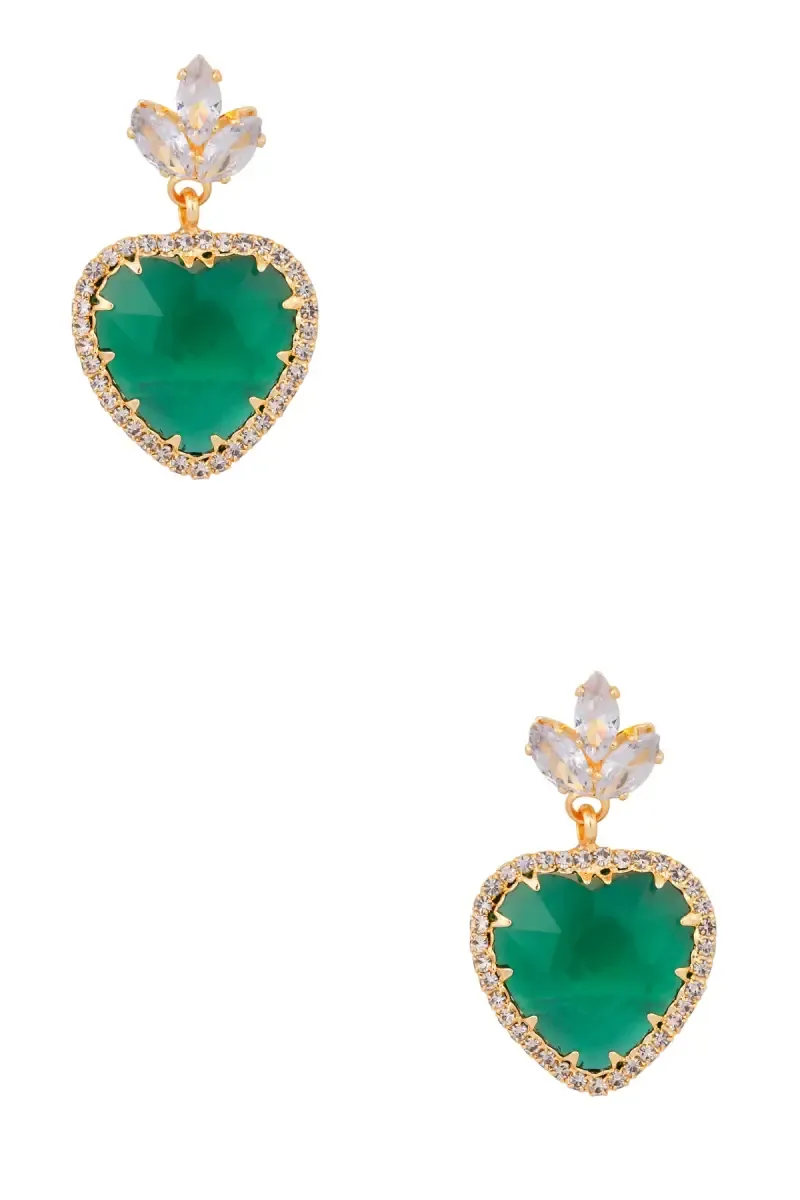 Gold Plated Heart Shaped Dangle Earrings