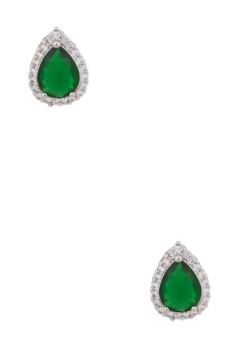 Teardrop Design Stud Earrings for Girls & Women 013962GRE1