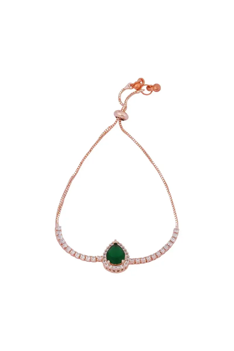 Elegant Teardrop Gemstone Adjustable Bracelet for Girls & Women 013964GREFRE1