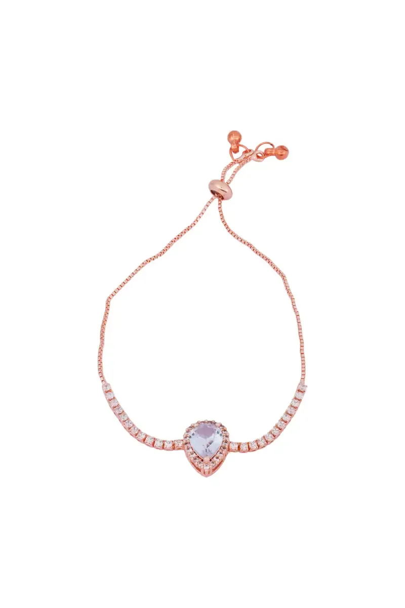 Elegant Teardrop Gemstone Adjustable Bracelet for Girls & Women 013964WHIFRE1