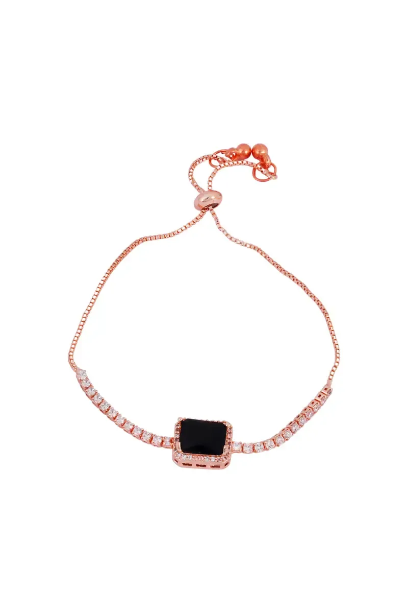 Elegant Square-Cut Stone Adjustable Bracelet for Girls & Women