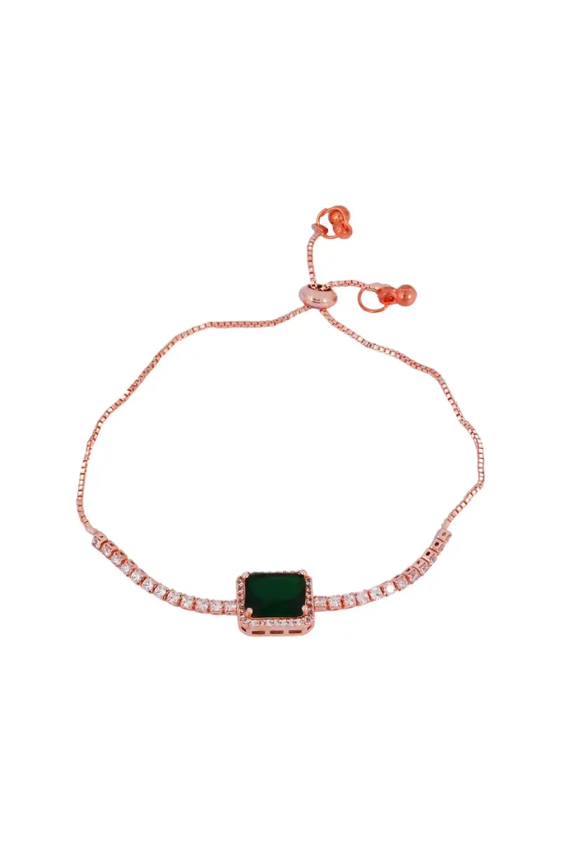 Elegant Square-Cut Stone Adjustable Bracelet for Girls & Women