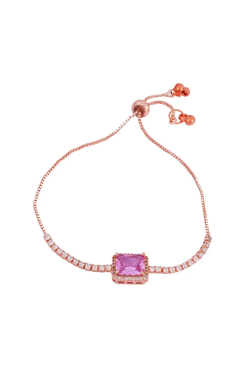 Elegant Square-Cut Stone Adjustable Bracelet for Girls & Women