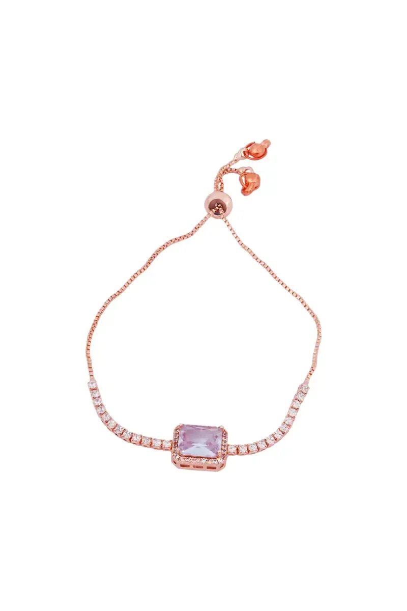 Elegant Square-Cut Stone Adjustable Bracelet for Girls & Women 013966WHIFRE1