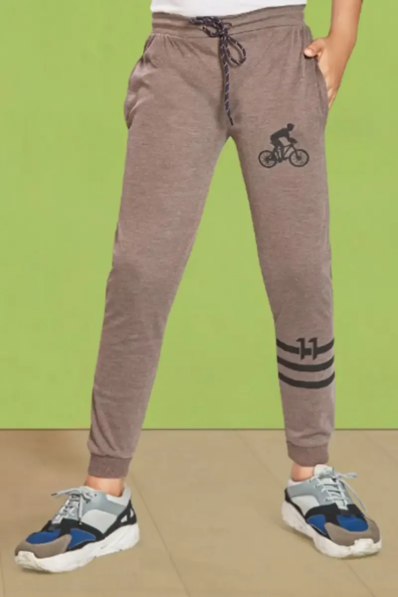 Boy's Cotton Blend Printed Track Pant 014003BRO23YRS
