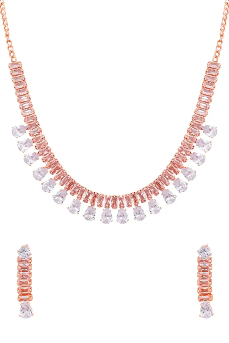 Teardrop Crystal Necklace & Earring Set for Girls & Women