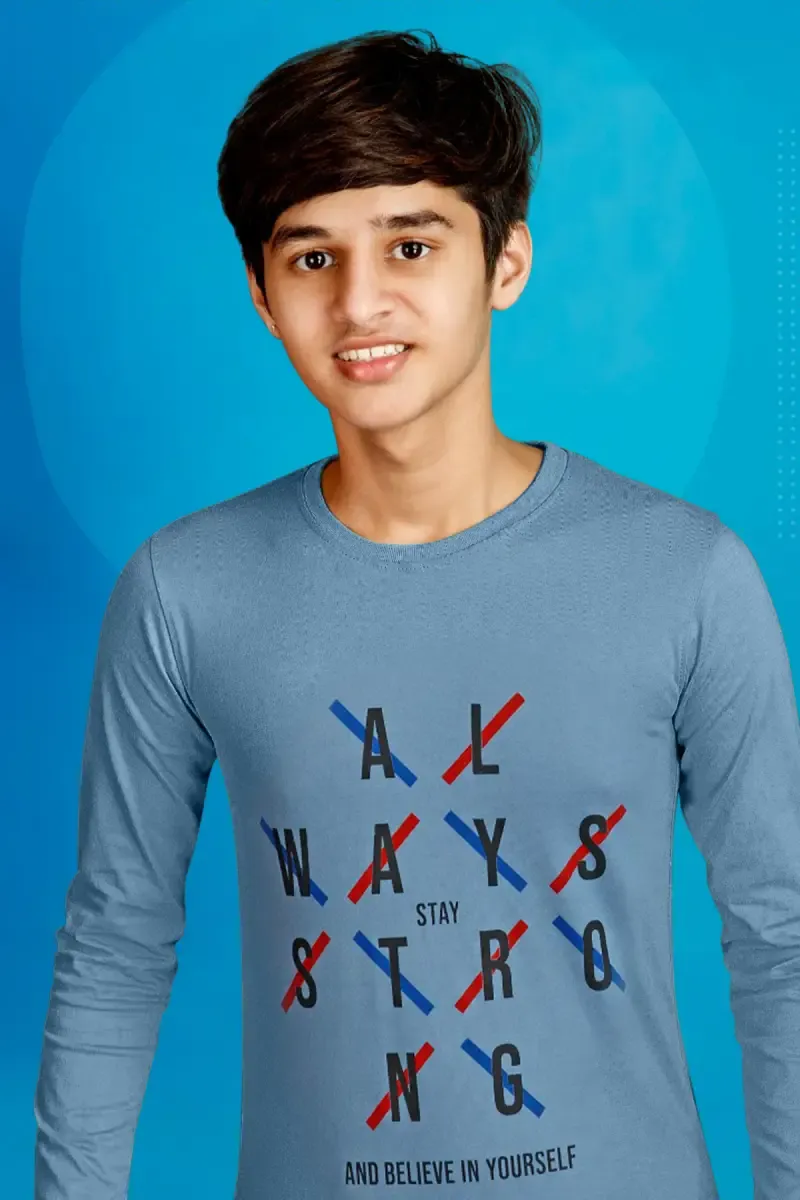 Boy's Printed Cotton T-shirt 0141921112YRSLIGBLU