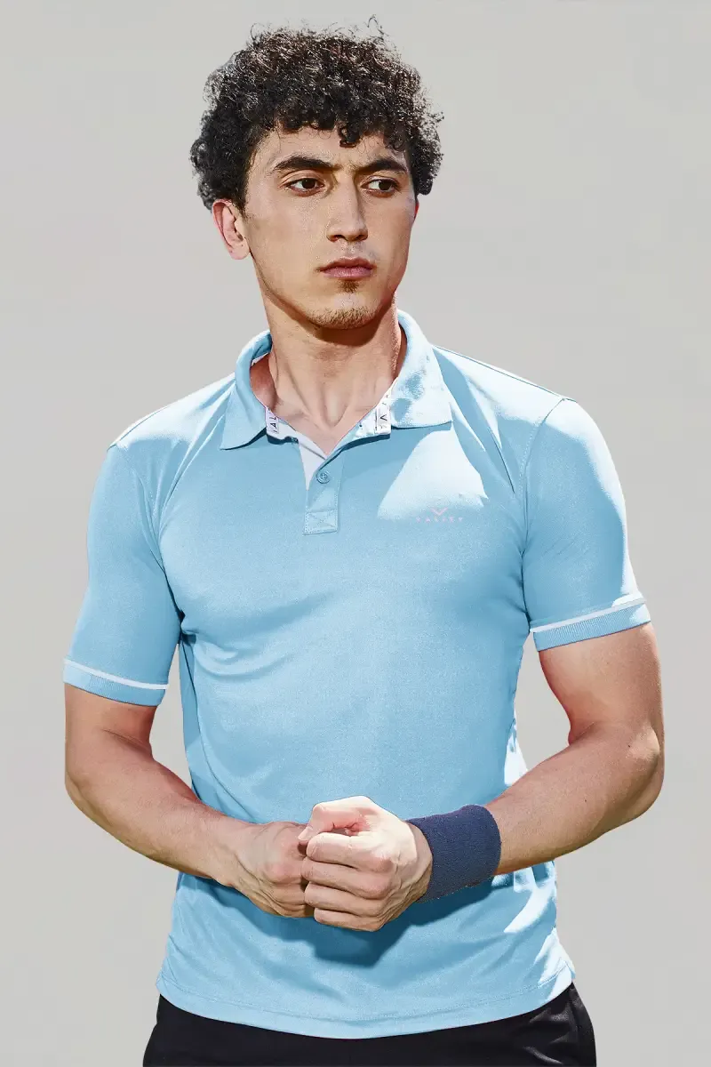 Men's Cotton Slim Fit Polo T-shirt 01428240SKYBLU