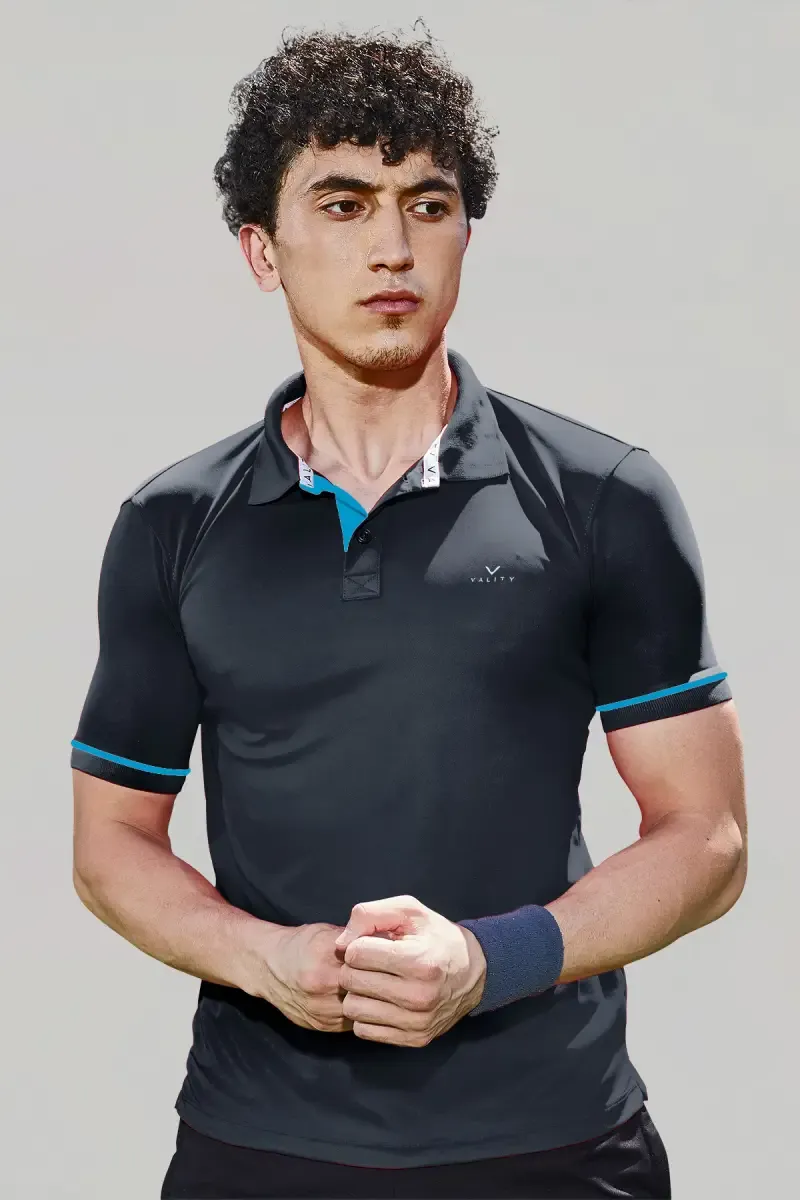Men's Cotton Slim Fit Polo T-shirt 01428242BLA